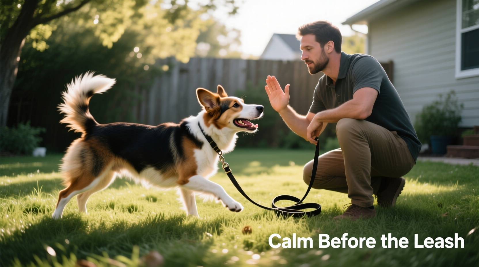 effective strategies to calm an excited dog before putting on a leash