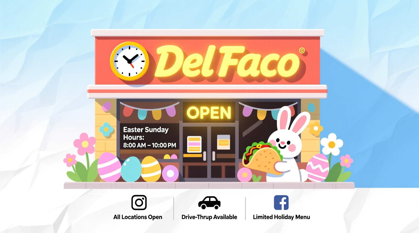 is del taco open on easter