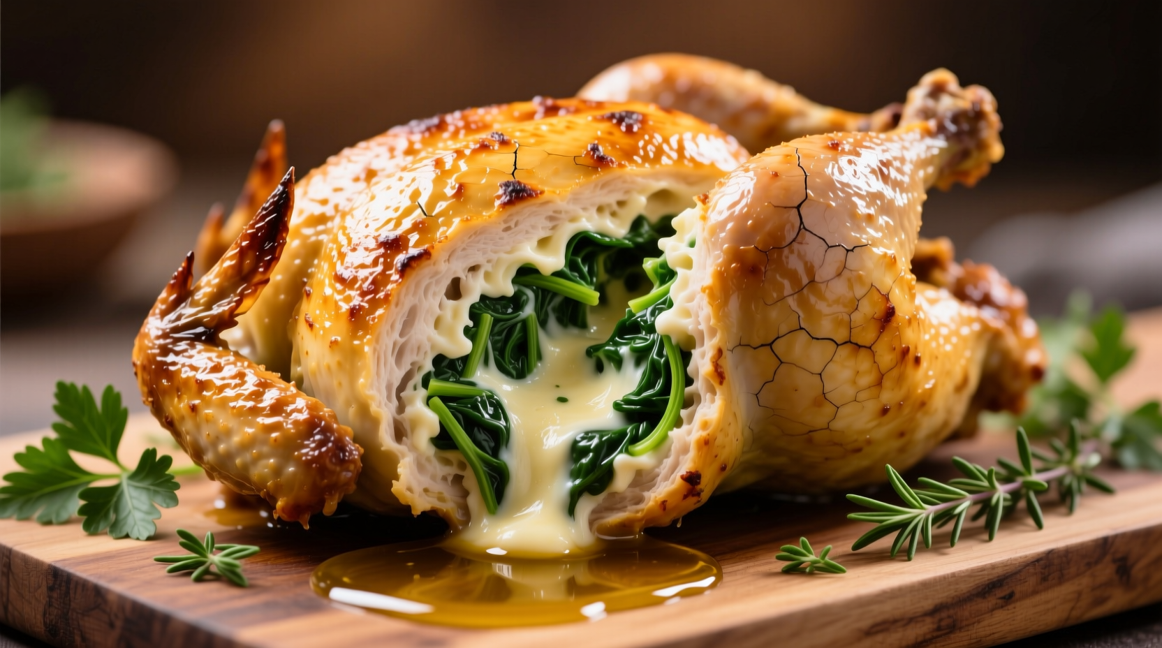 Golden baked spinach stuffed chicken with cream cheese