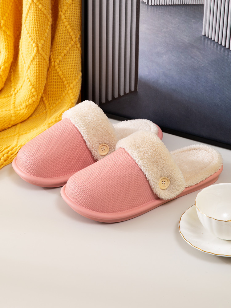 Women Plush Slippers Slip On Platform Waterproof Pvc Men Slipper Casual Footwear