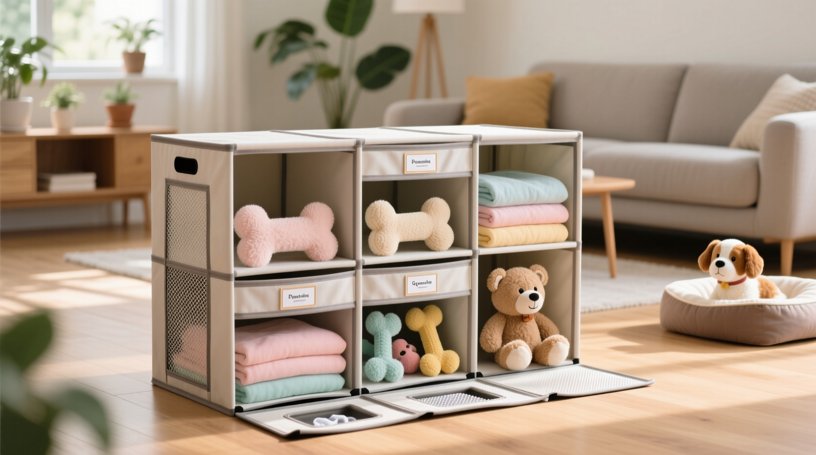 effective methods for organizing and storing plush dog toys to keep them clean and durable