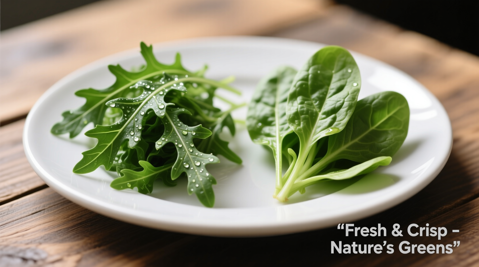 Fresh arugula and spinach side by side comparison