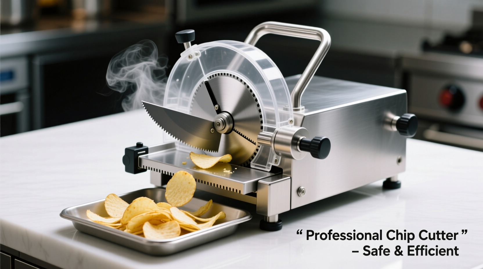 Professional potato chips cutter with safety guard