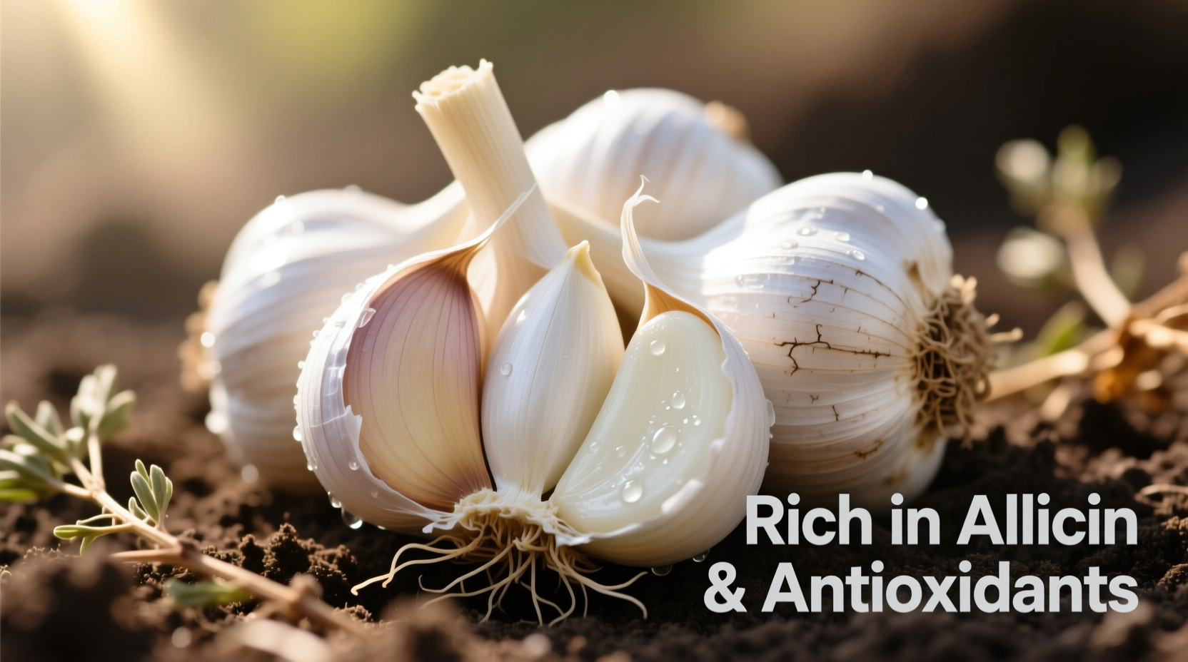 Fresh garlic cloves with nutritional benefits