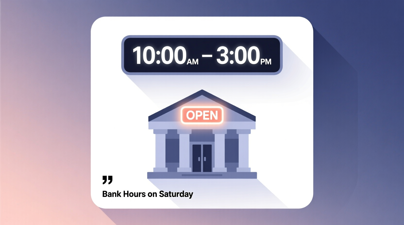 what time is the bank open on saturday