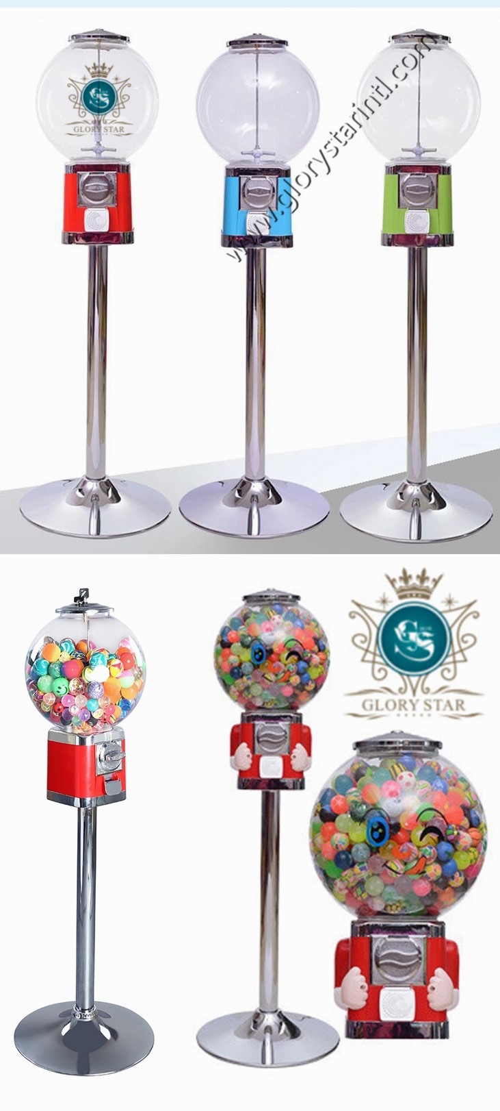 Hot sale capsules bubble gum coins bulk rubber ball vending machine for 100% safety