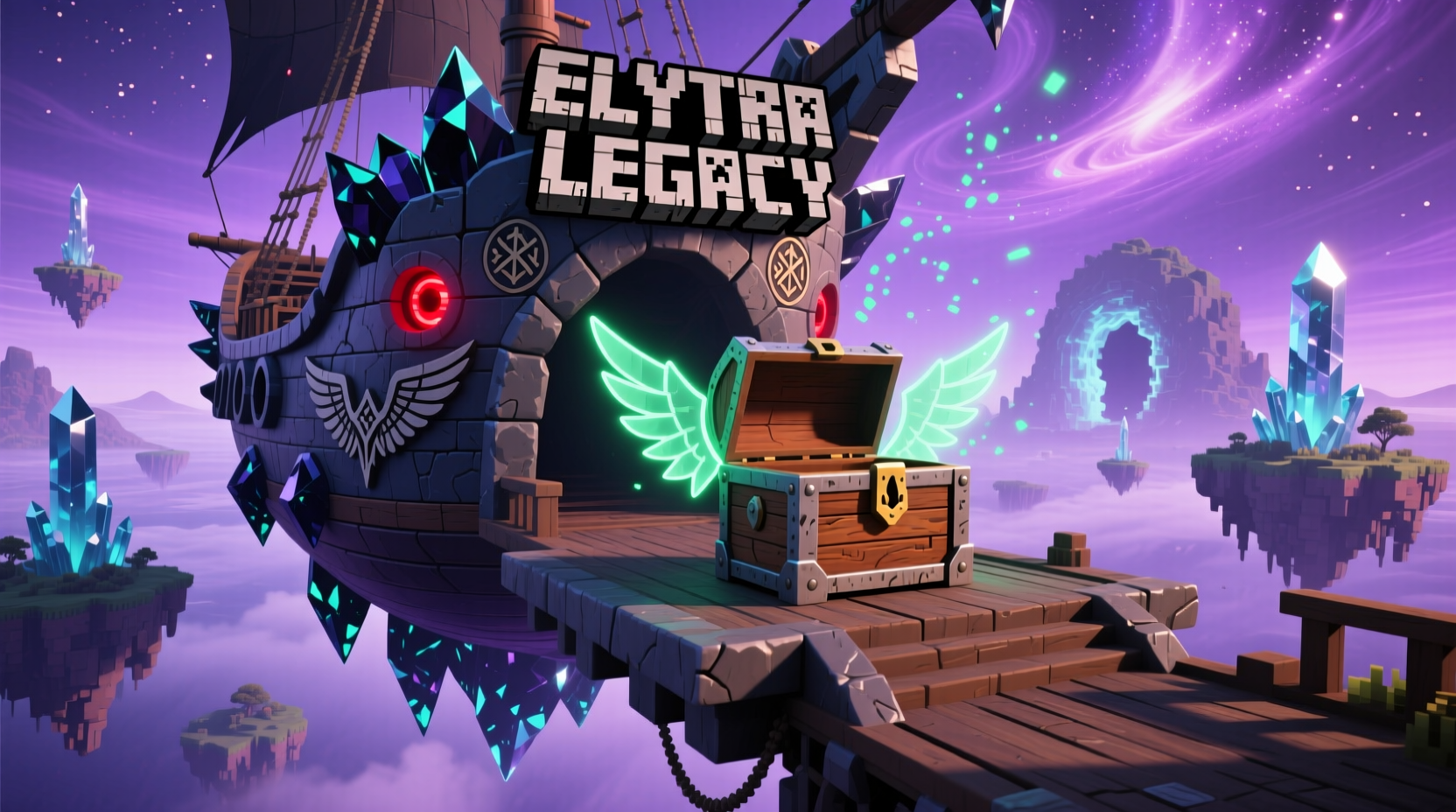 Minecraft end ship structure with elytra chest