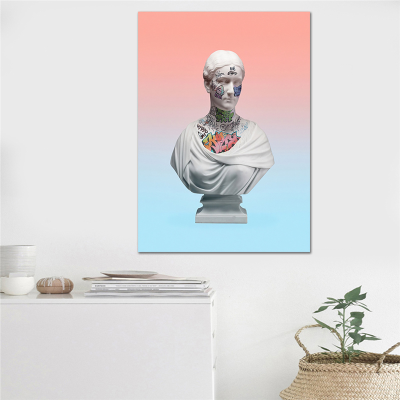 Graffiti sculpture portrait wall art European modern home decoration painting oil canvas painting poster frameless painting
