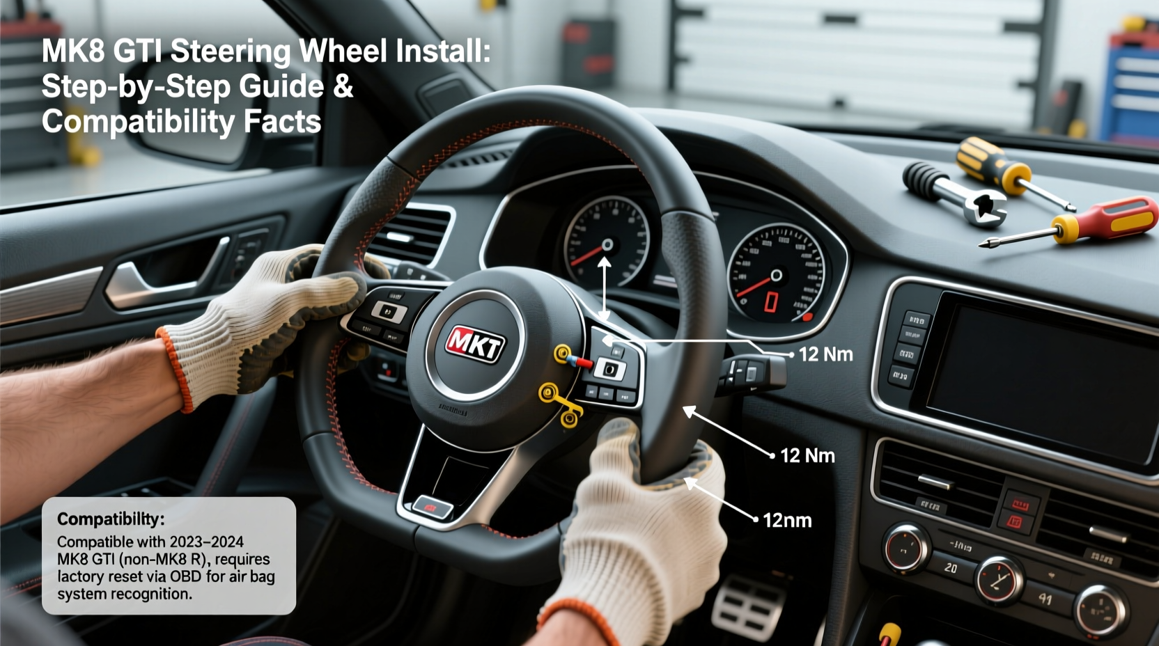 mk8 gti steering wheel install