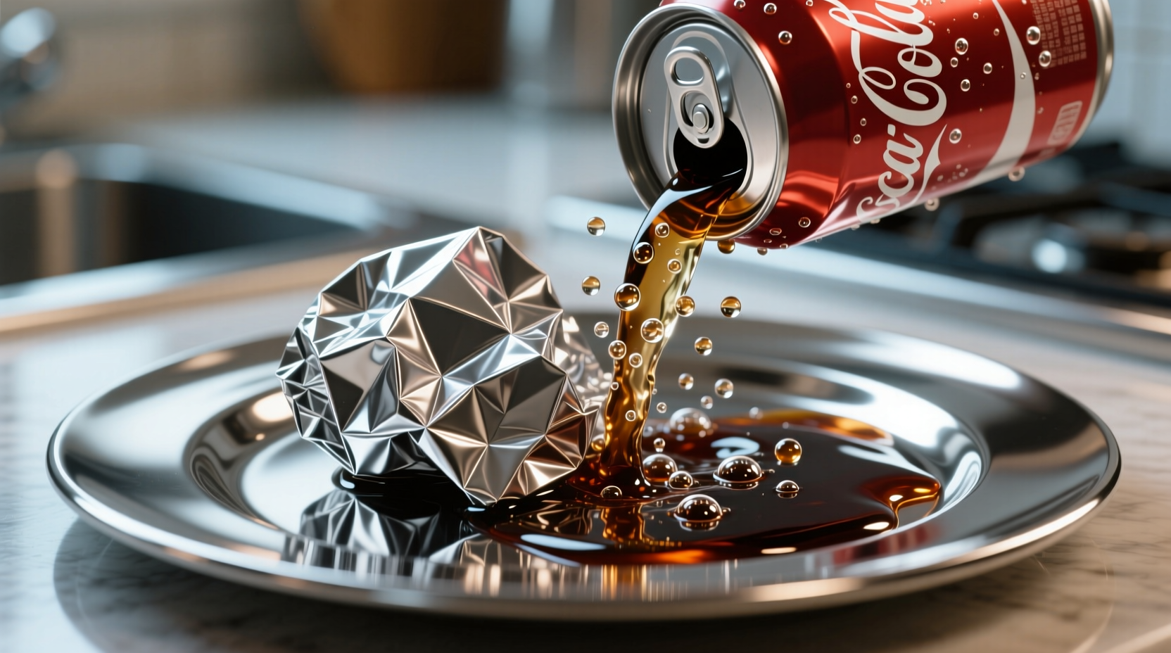 polish chrome with aluminum foil and cola