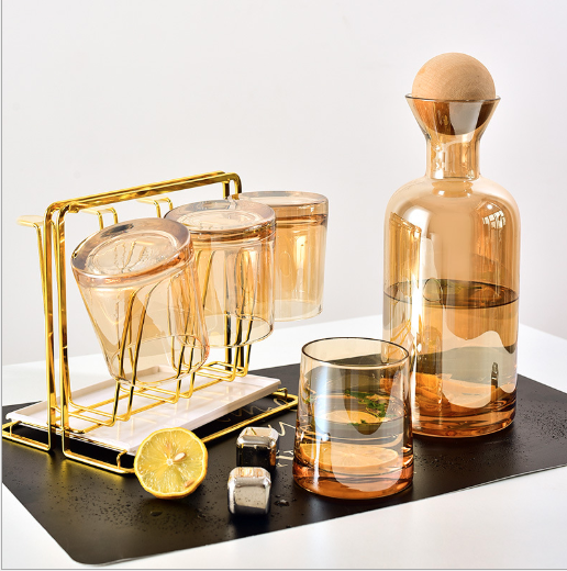 Colorful Glass Whiskey Cup Gold Rim Hot Selling Popular on Amazon Glass Cup