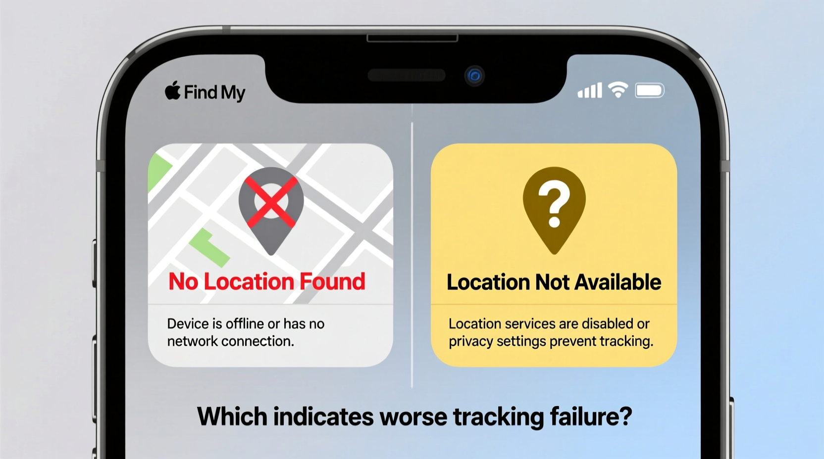 iphone find my no location found vs location not available is one actually worse