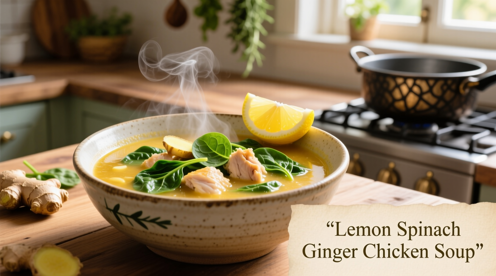 Lemon Spinach Ginger Chicken Soup Recipe & Benefits