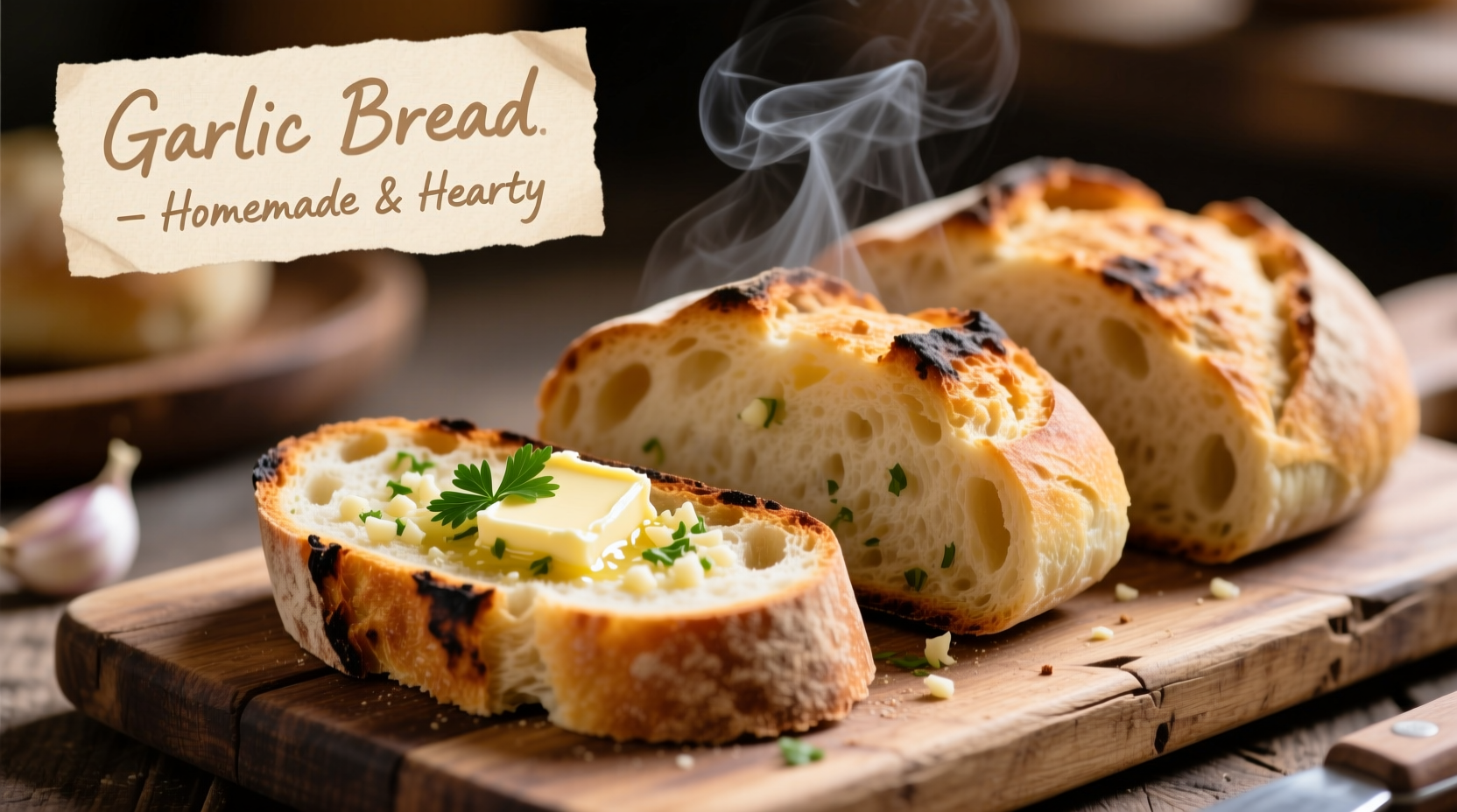 homemade garlic bread with sliced bread