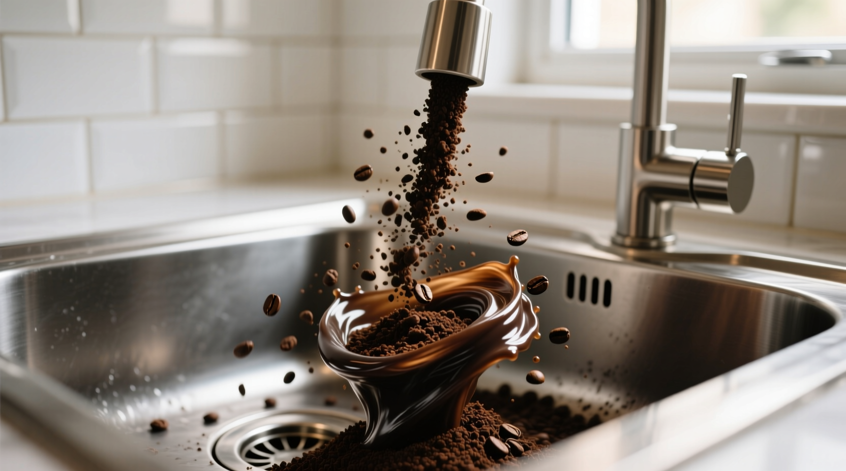 coffee grounds down the drain