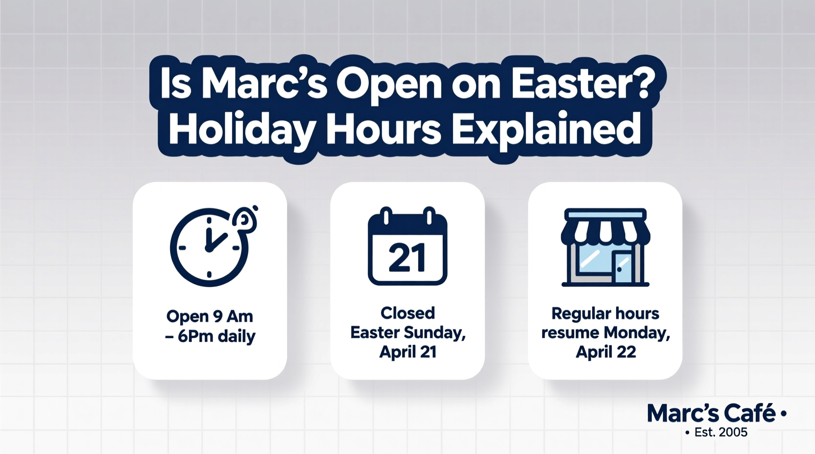 is marcs open on easter