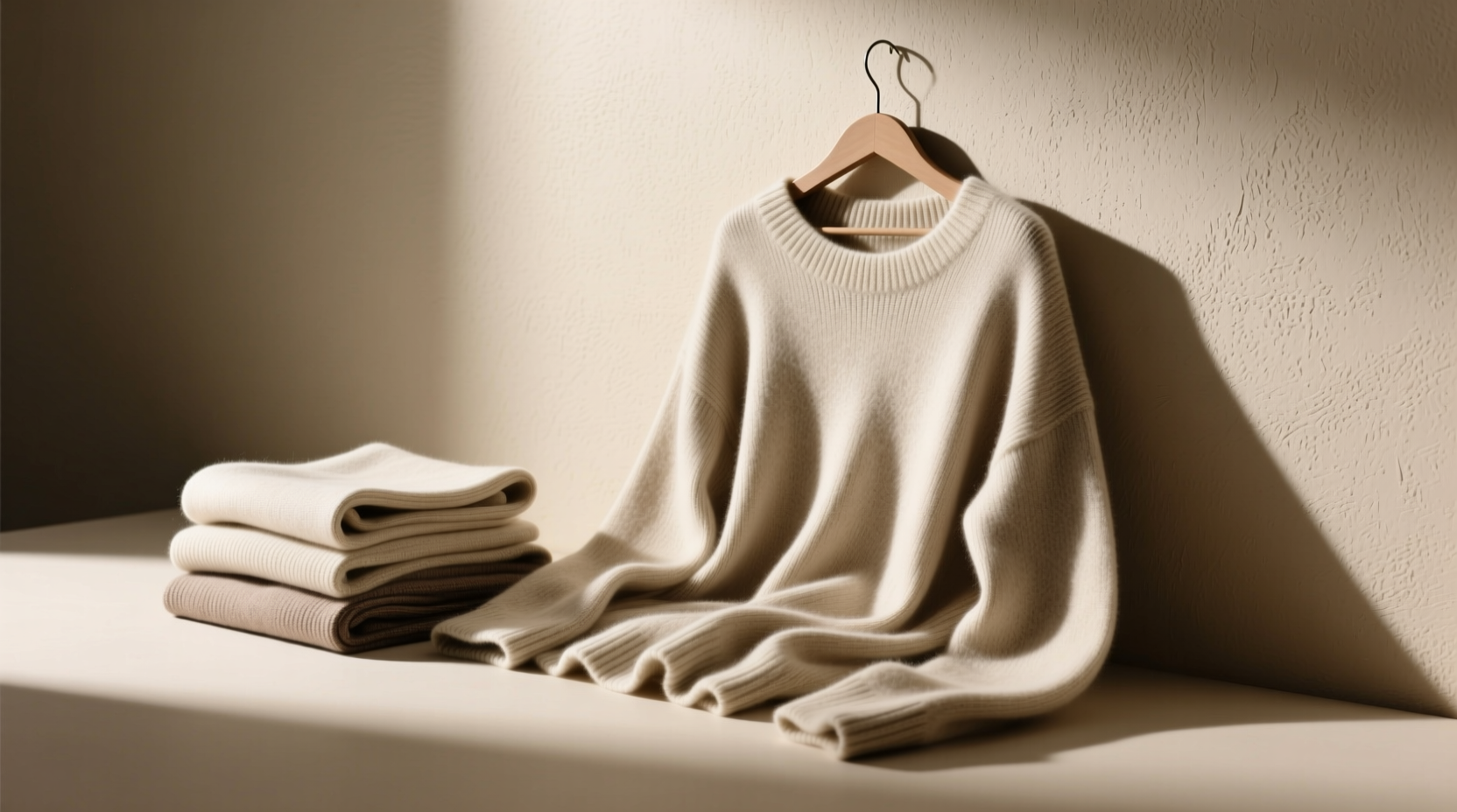 hang sweaters around not on hangers to avoid wrinkles