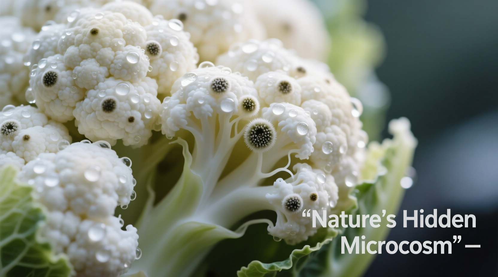 Close-up of white mold spots on fresh cauliflower