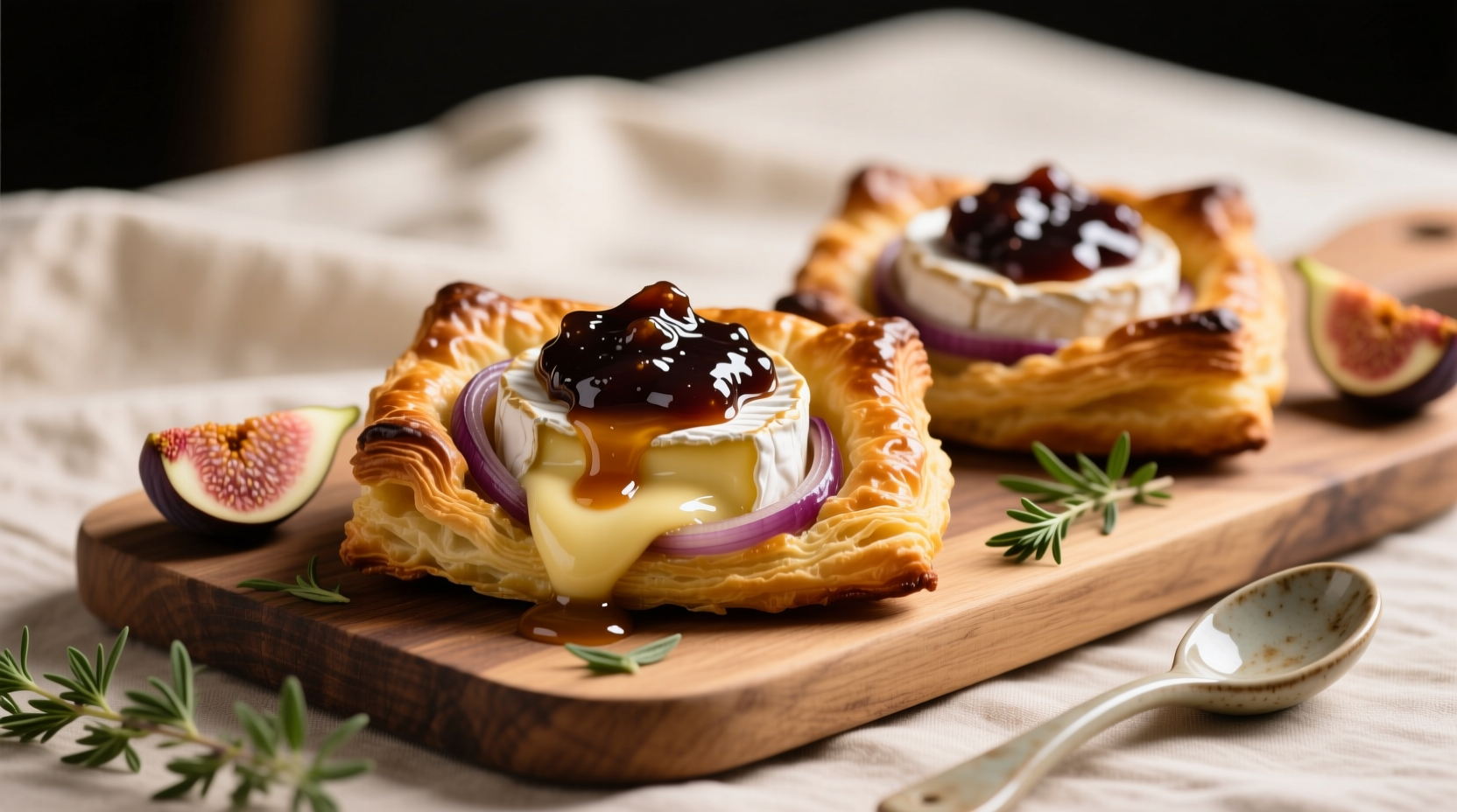 French Onion Brie Puffs with Fig Jam Recipe