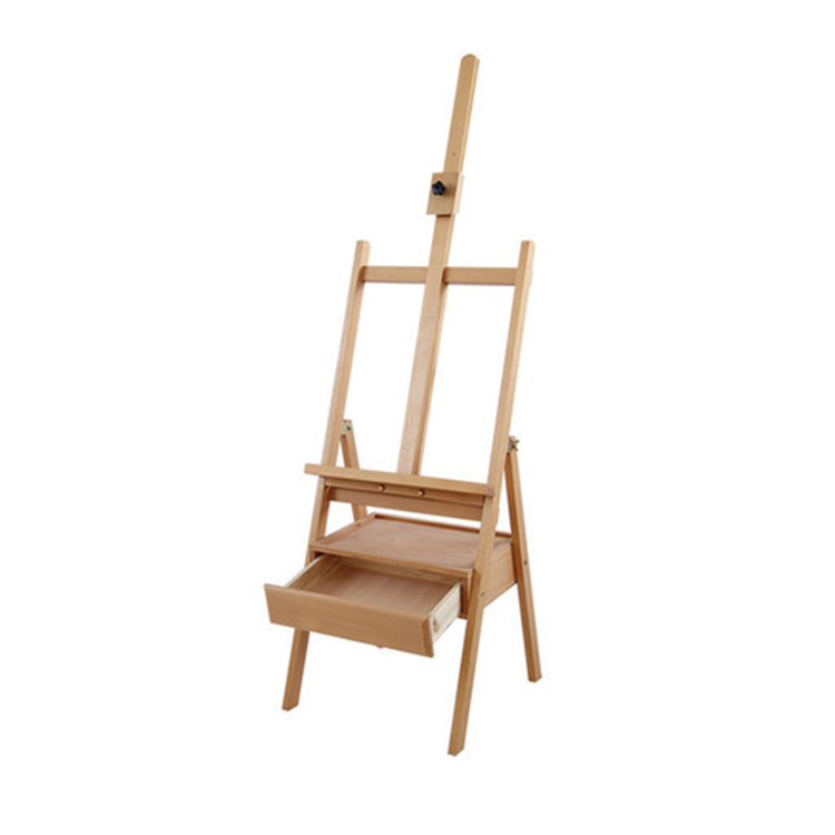 Beech Wood Art Gallery Display Artist Stand Wood Painting Easel with Drawer