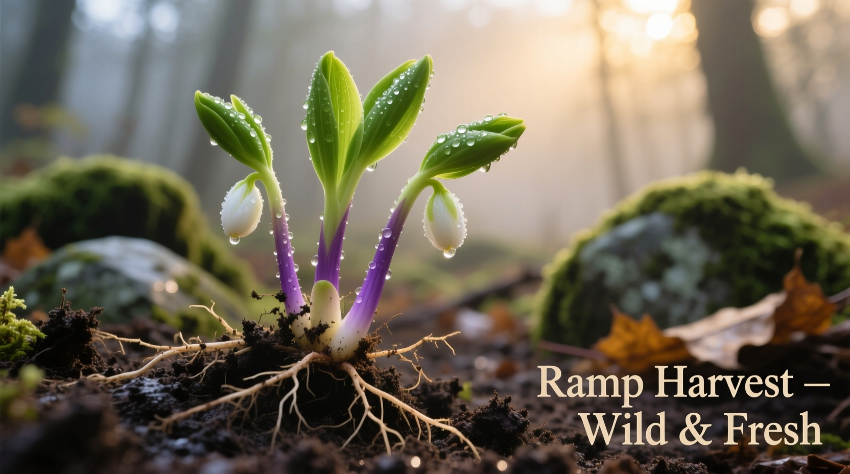 Freshly harvested ramps with soil still on roots