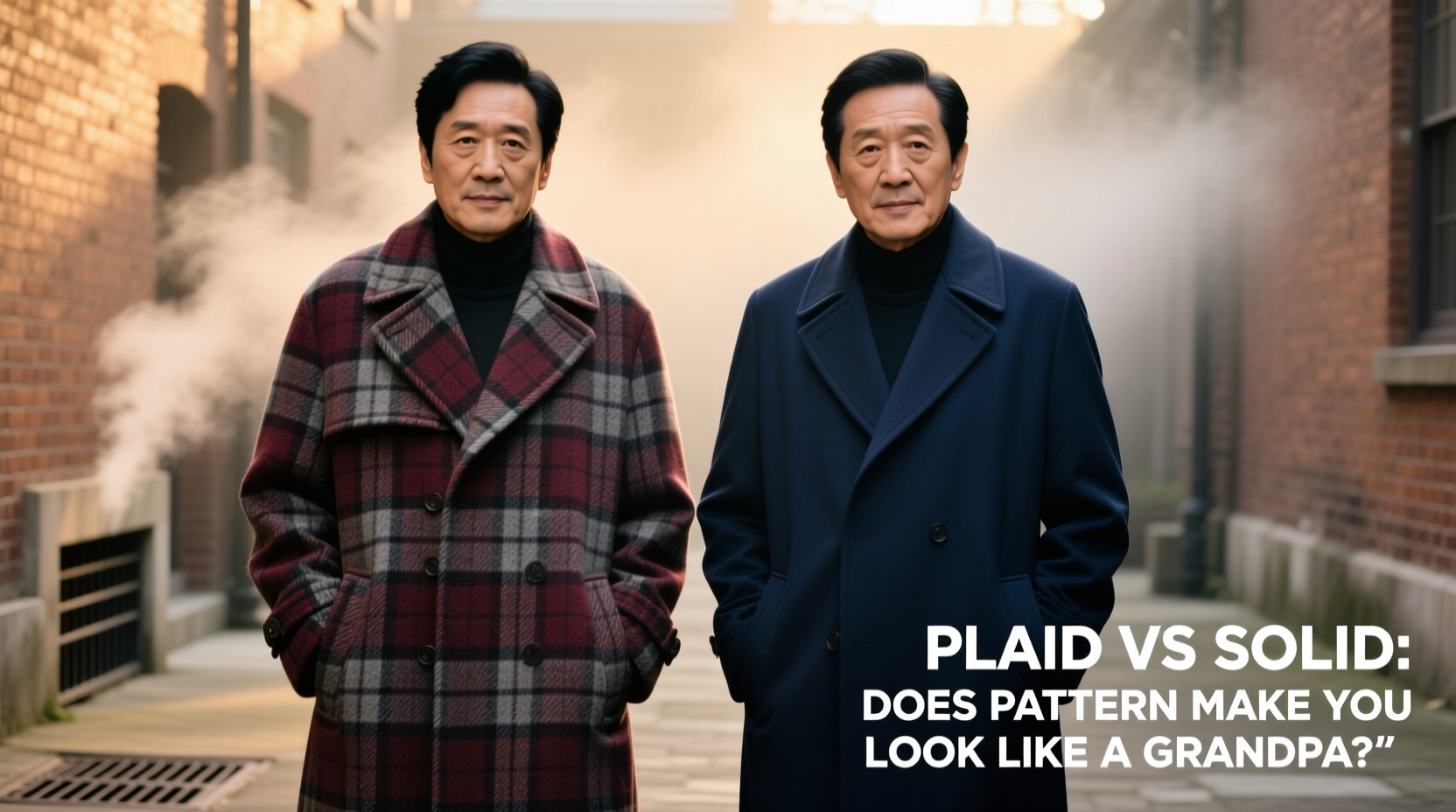 plaid vs solid overcoat does the pattern make you look like a grandpa