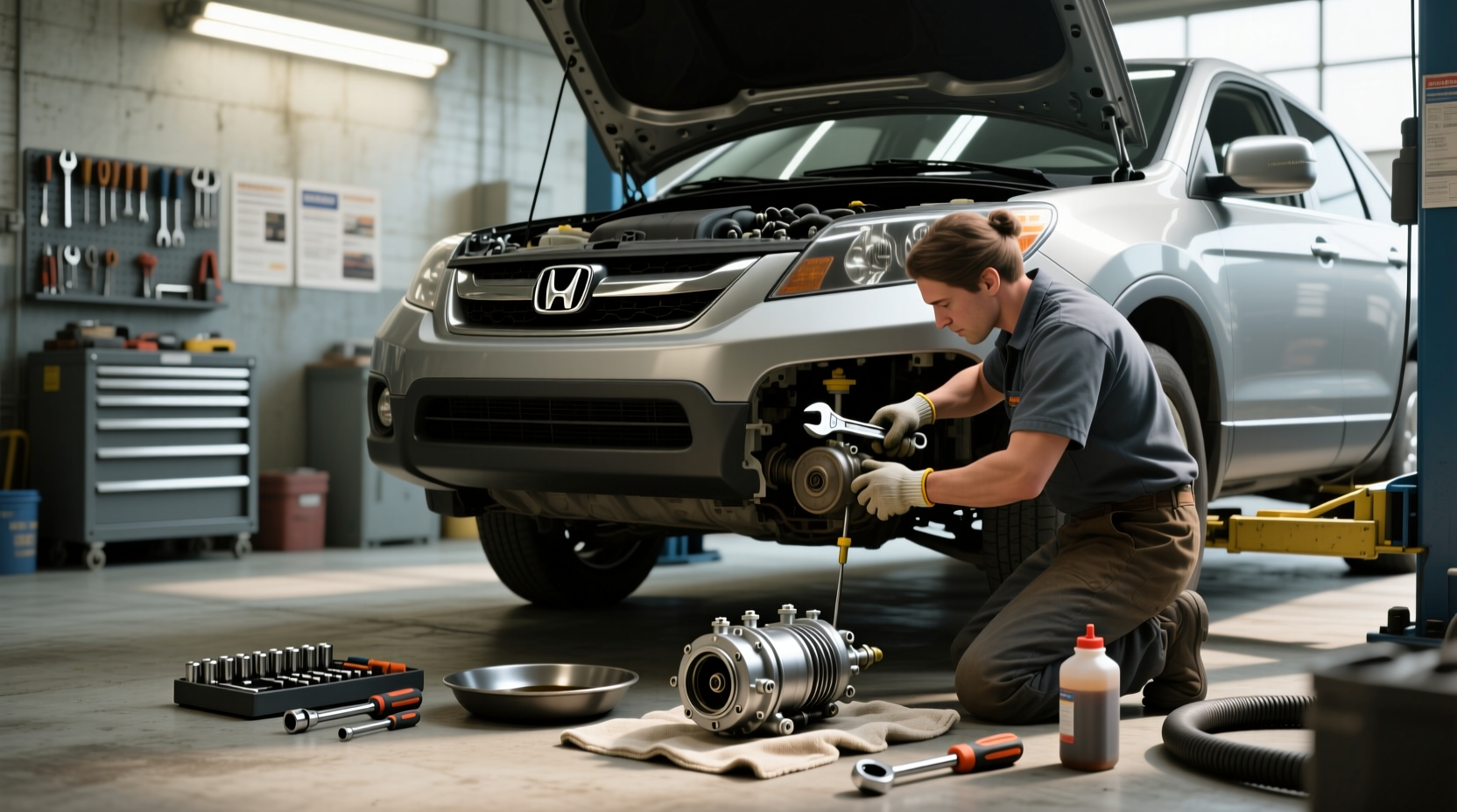 2009 honda cr v power steering pump replacement guide