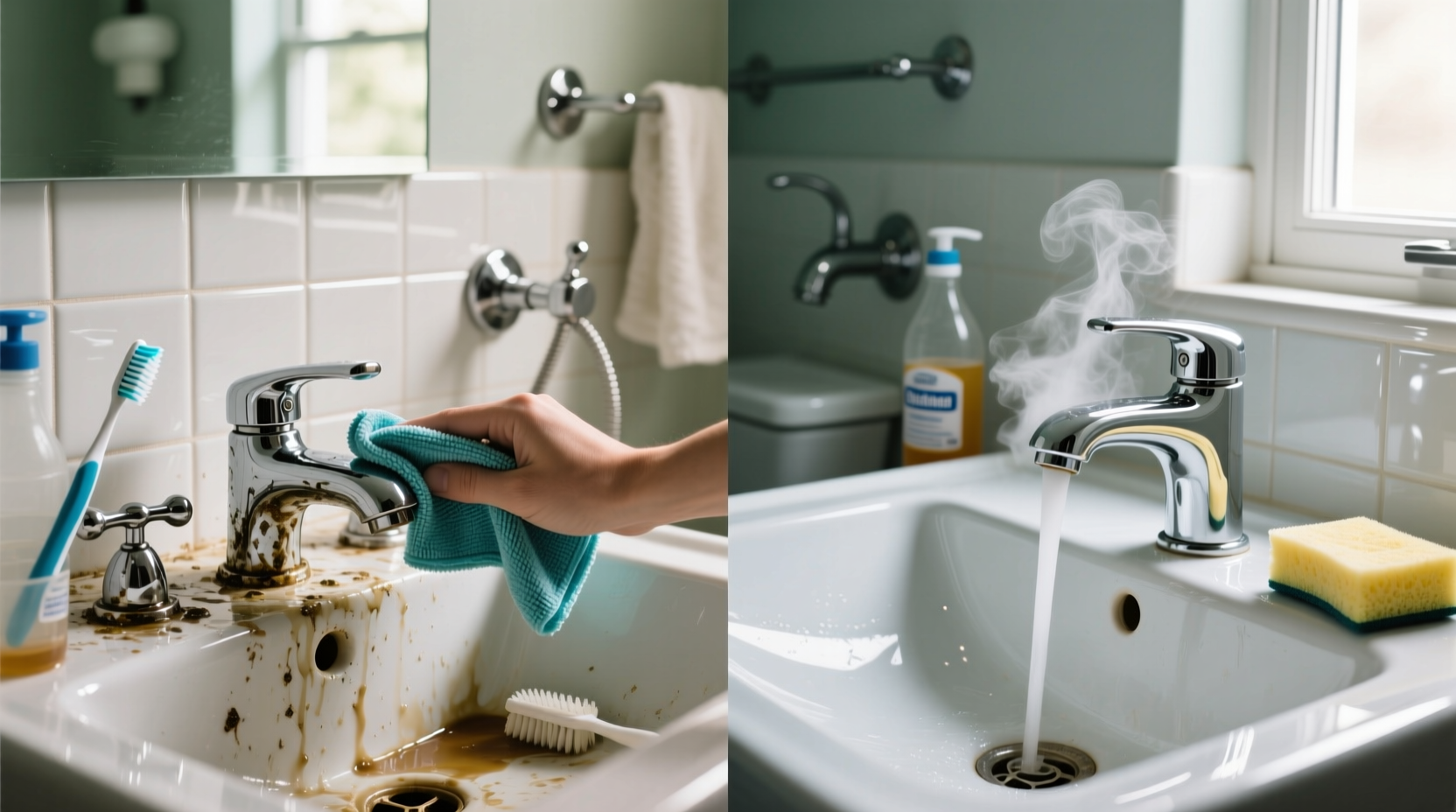 how to clean bathroom fixtures