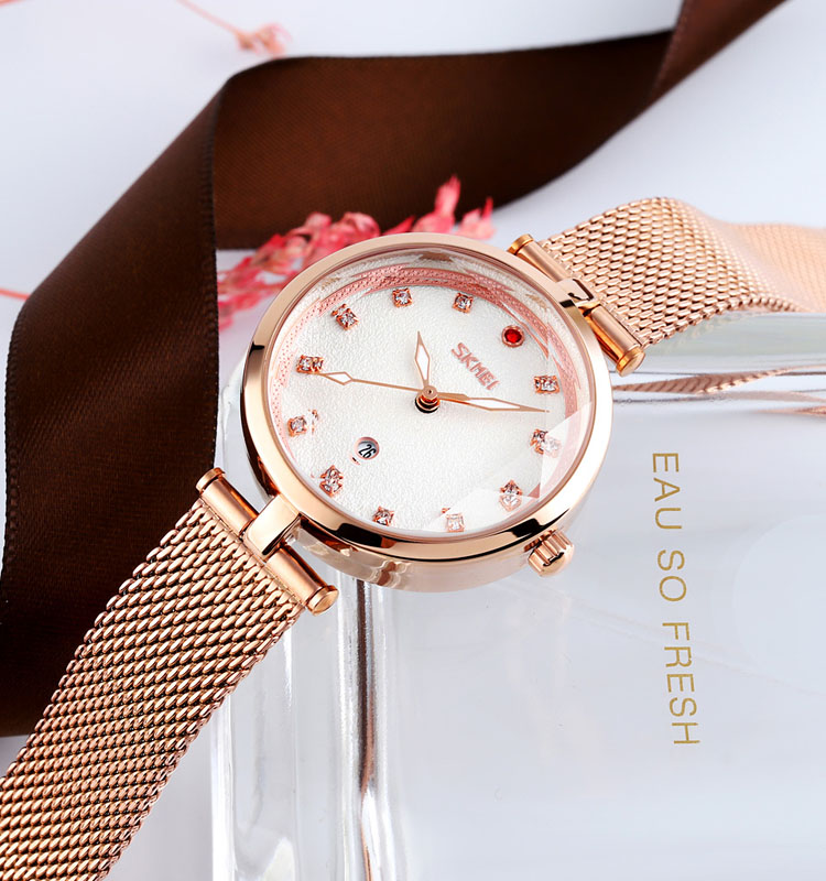 Luxury 2020 SKMEI 9215 Stainless Steel Women Watches 30M Waterproof Quartz Watch for Ladies