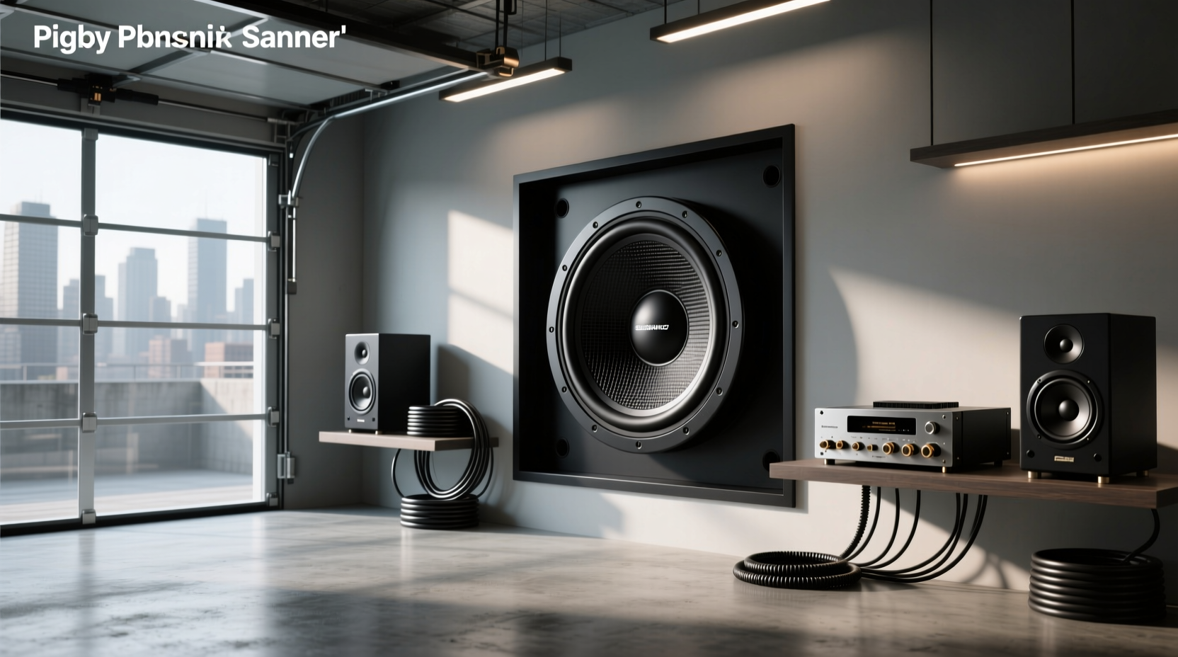 12 inches diameter subwoofer installed in car trunk