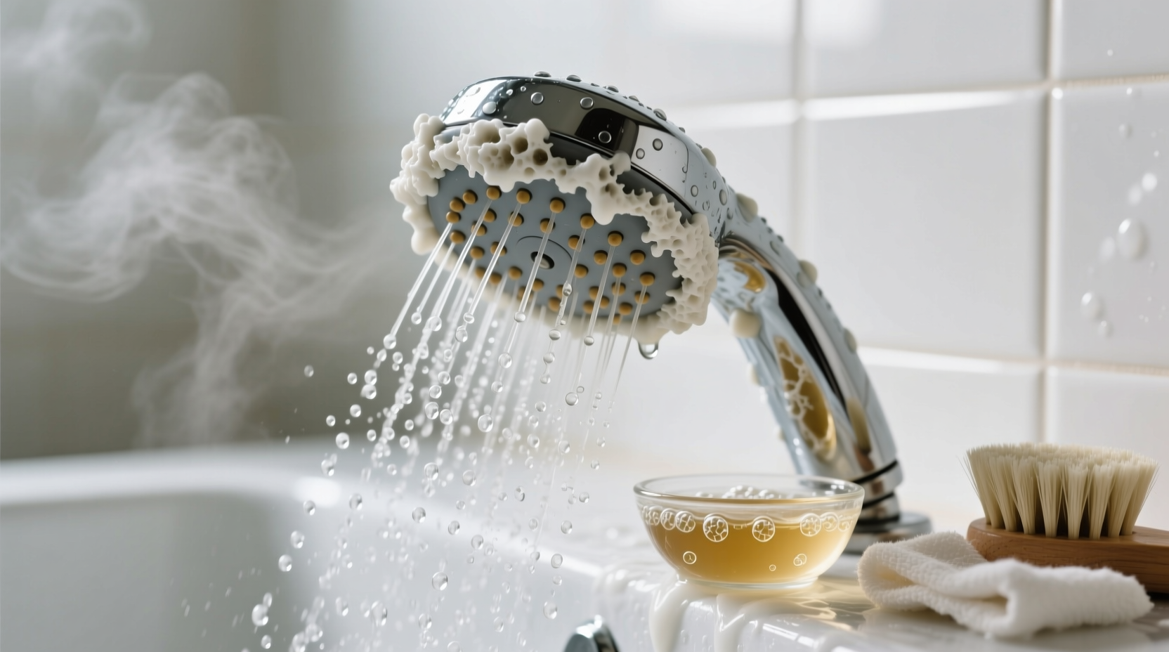 how to clean calcium buildup on showerhead