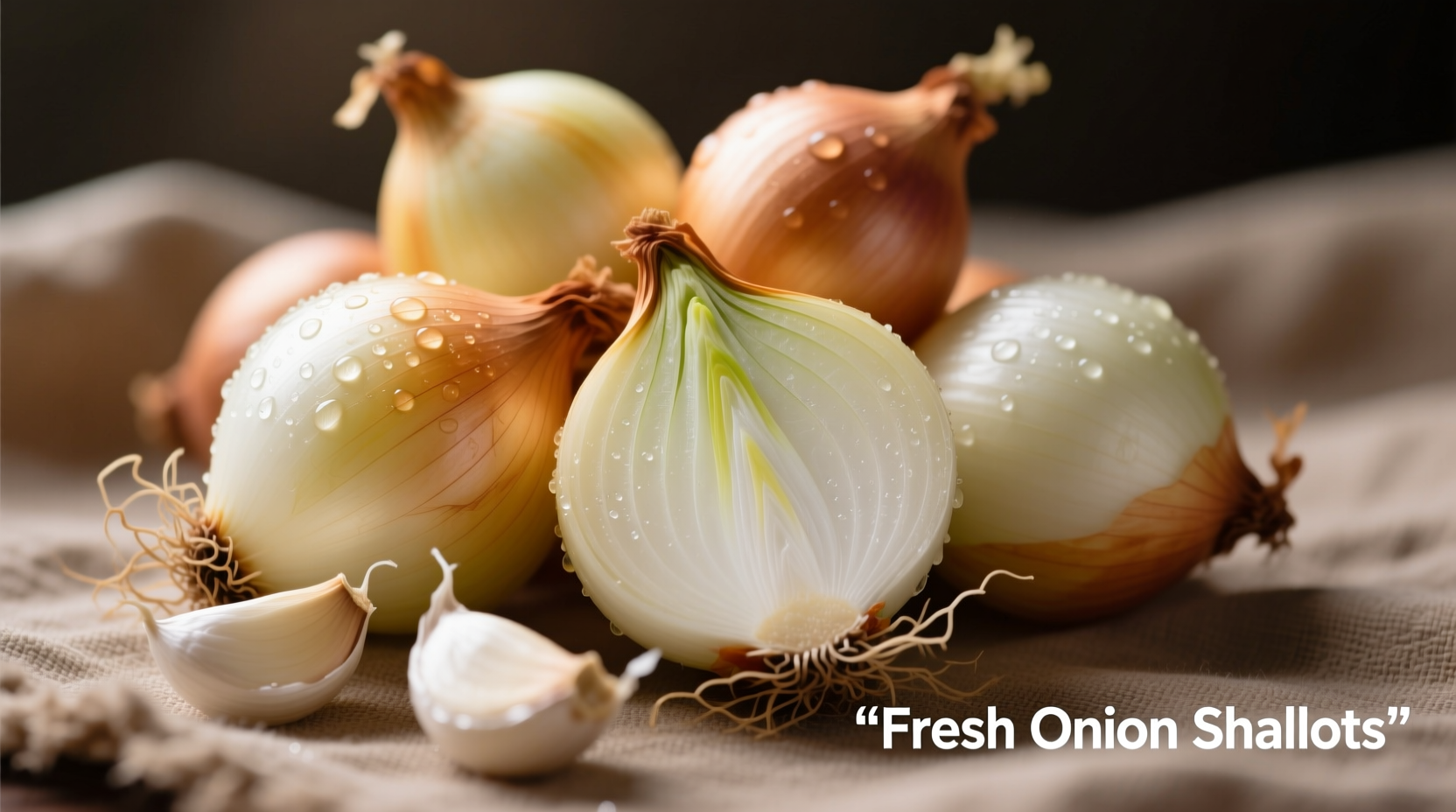 Fresh onion shallots with peeled cloves