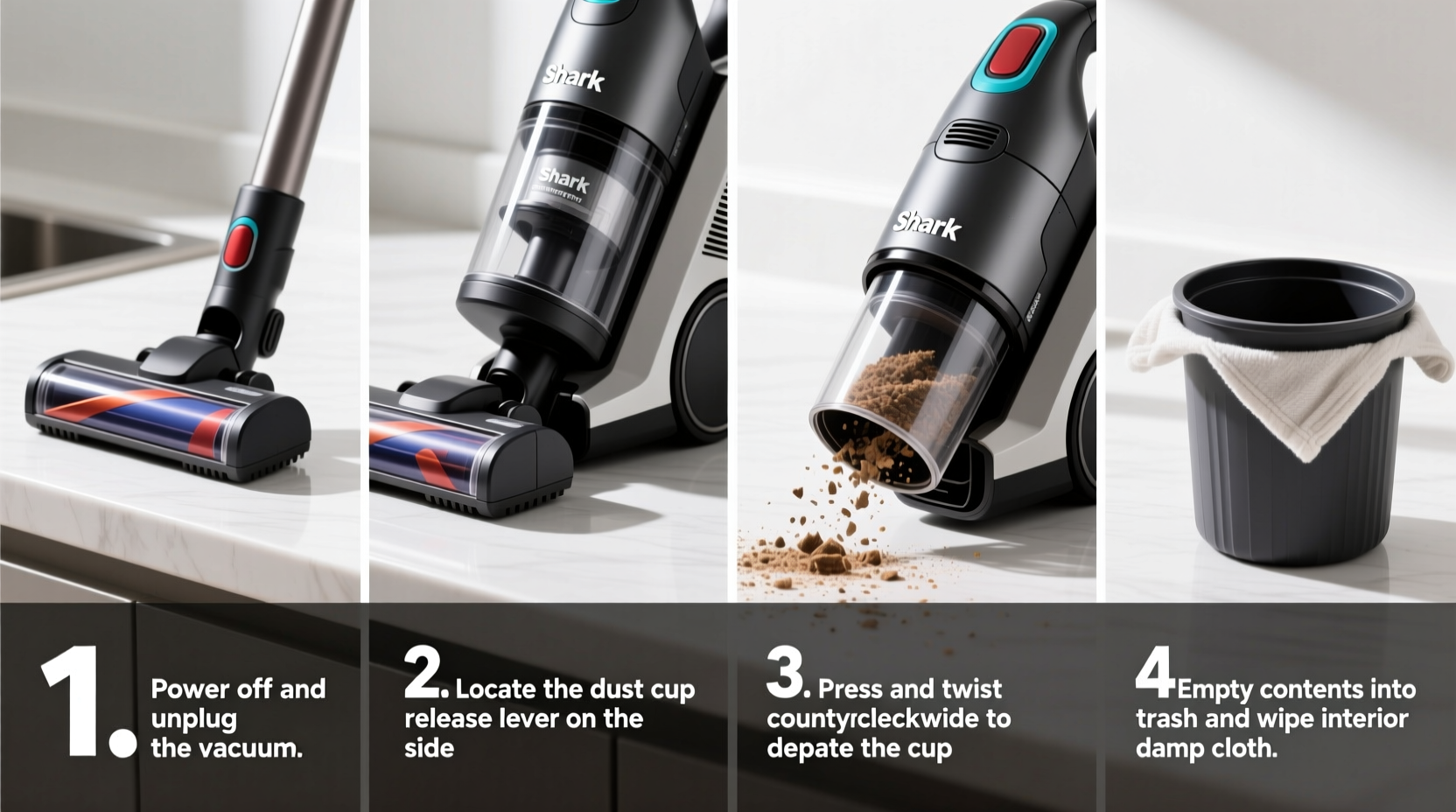 step by step guide to easily empty and clean your shark navigator vacuum dust cup