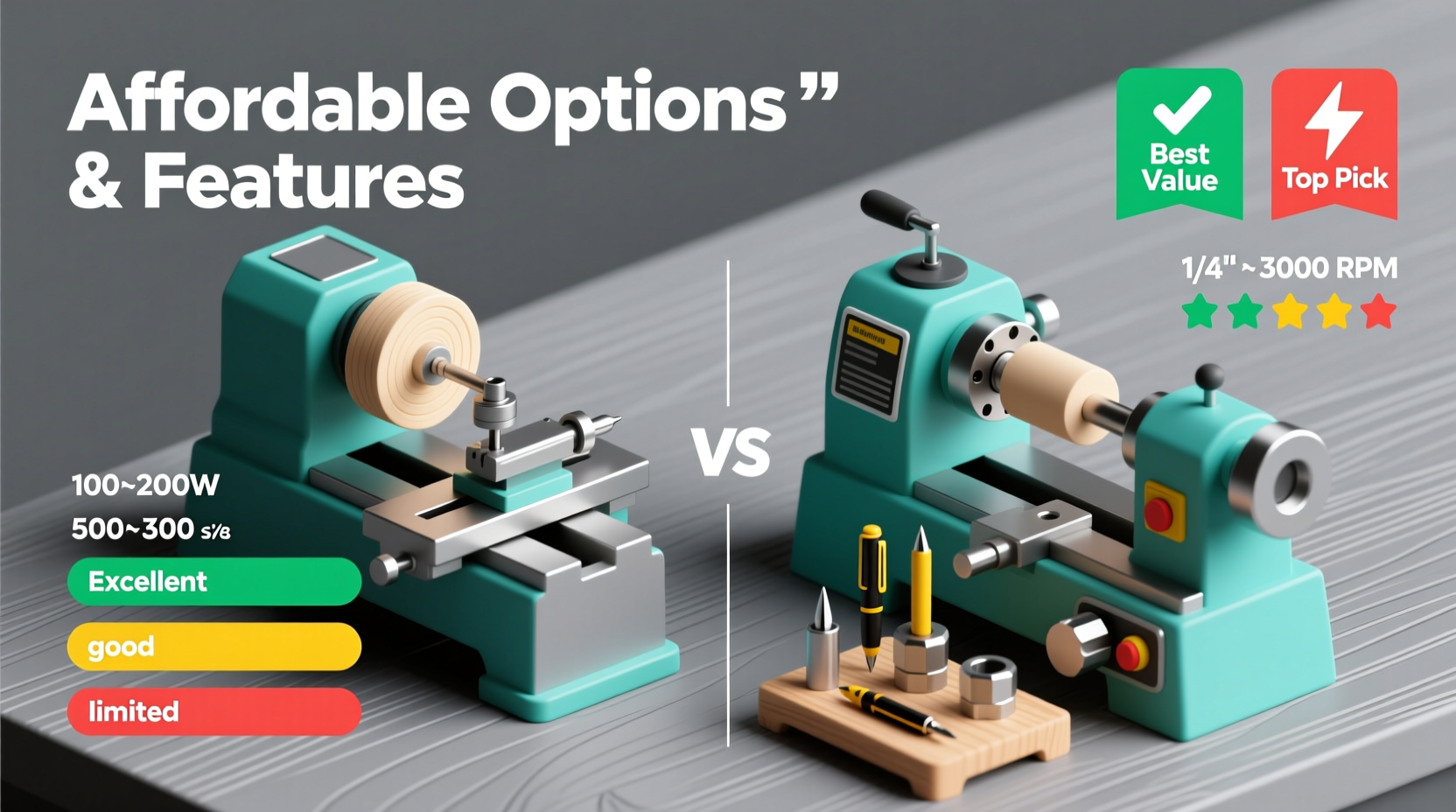 affordable options and features for the best lathe for pen turning