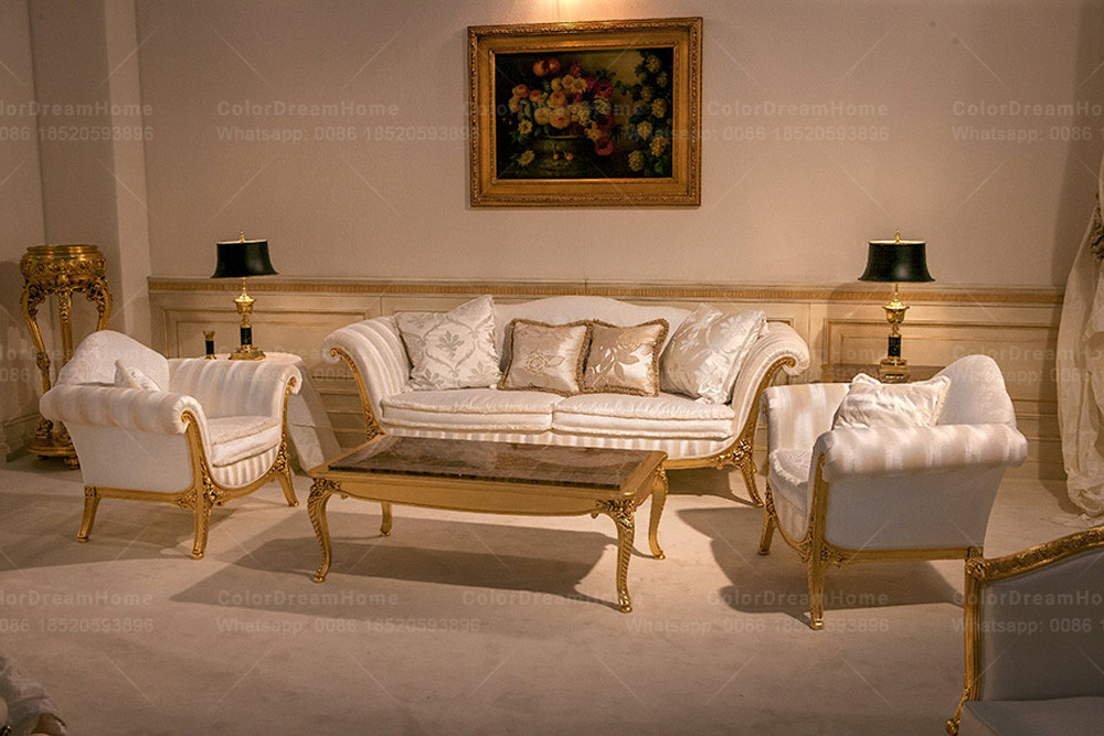 アメリカン 高級 インテリア アラブ高級家具ホームアンティークゴールデンヒョウ柄ソファセット