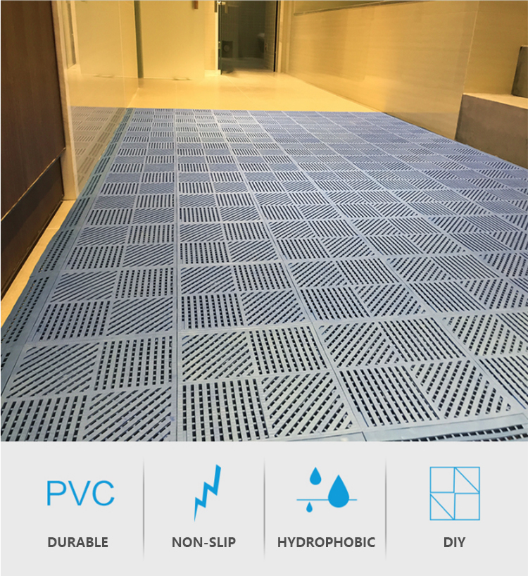 Fashion Floor Mat Non Slip PVC Interlocking Bath washing room Mat(图1)
