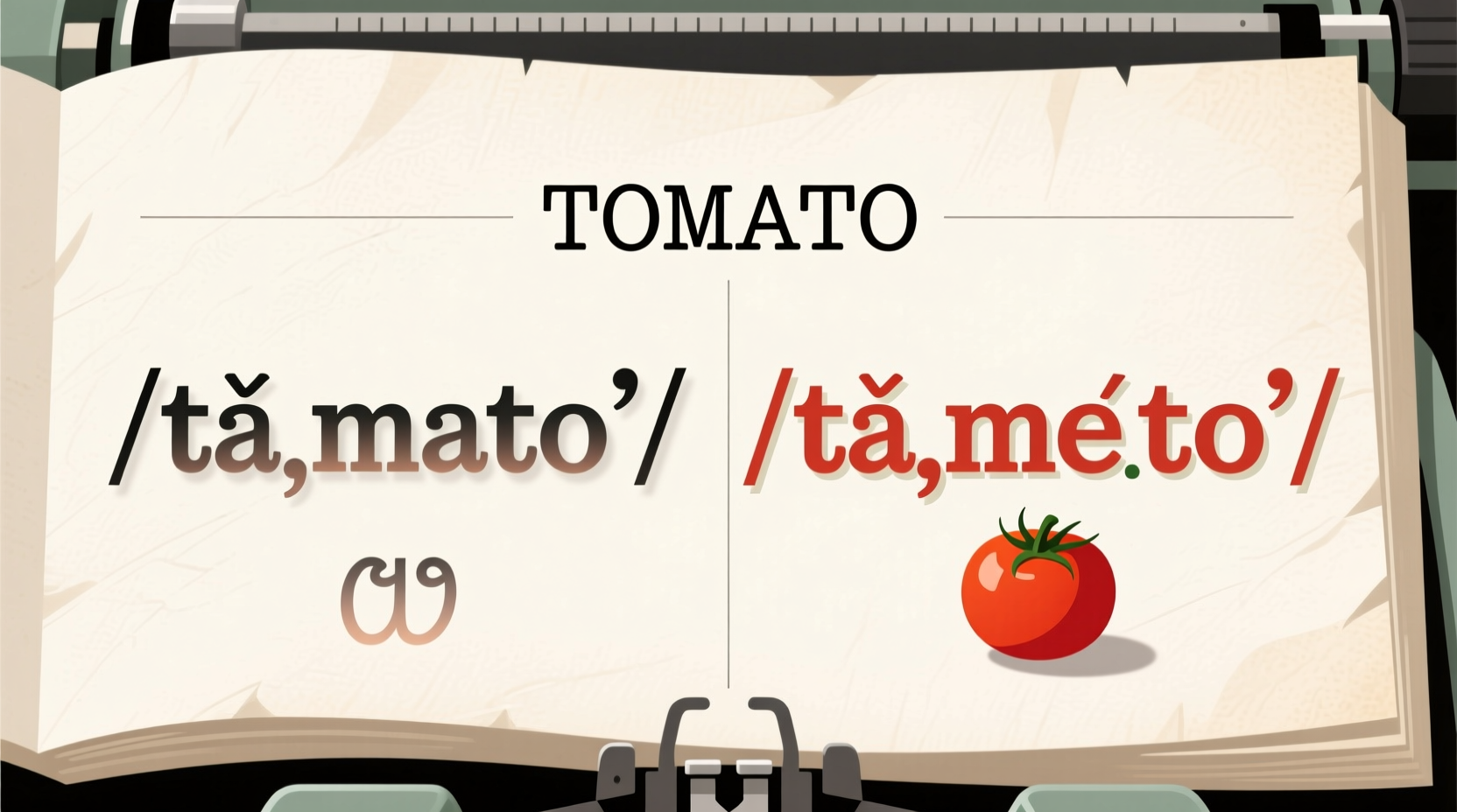 Side-by-side phonetic spelling of tomato pronunciation