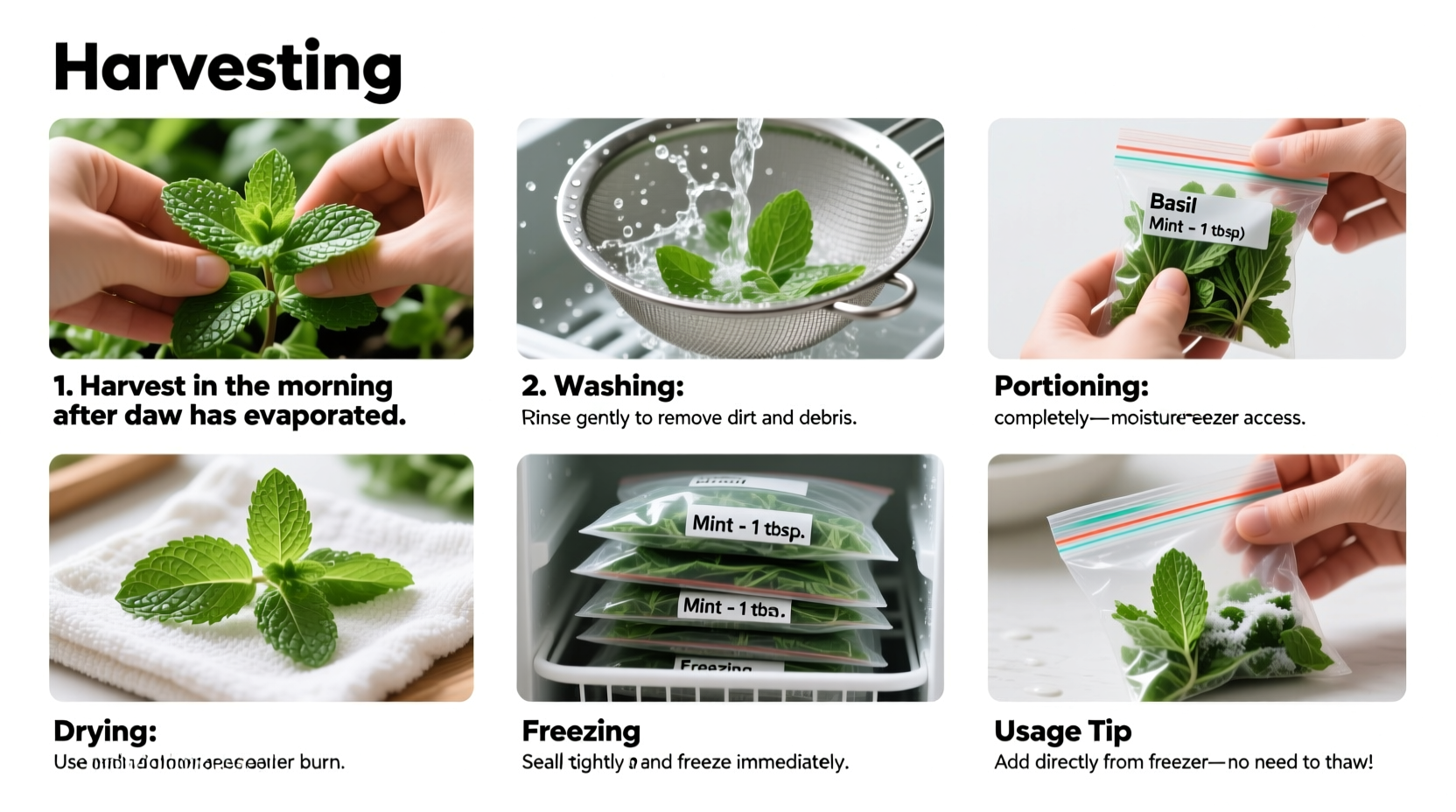 how do i freeze fresh mint leaves