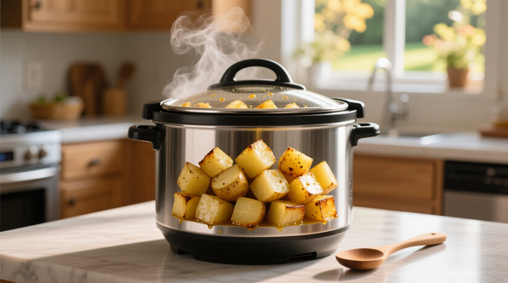 Perfectly cooked cubed potatoes in Instant Pot