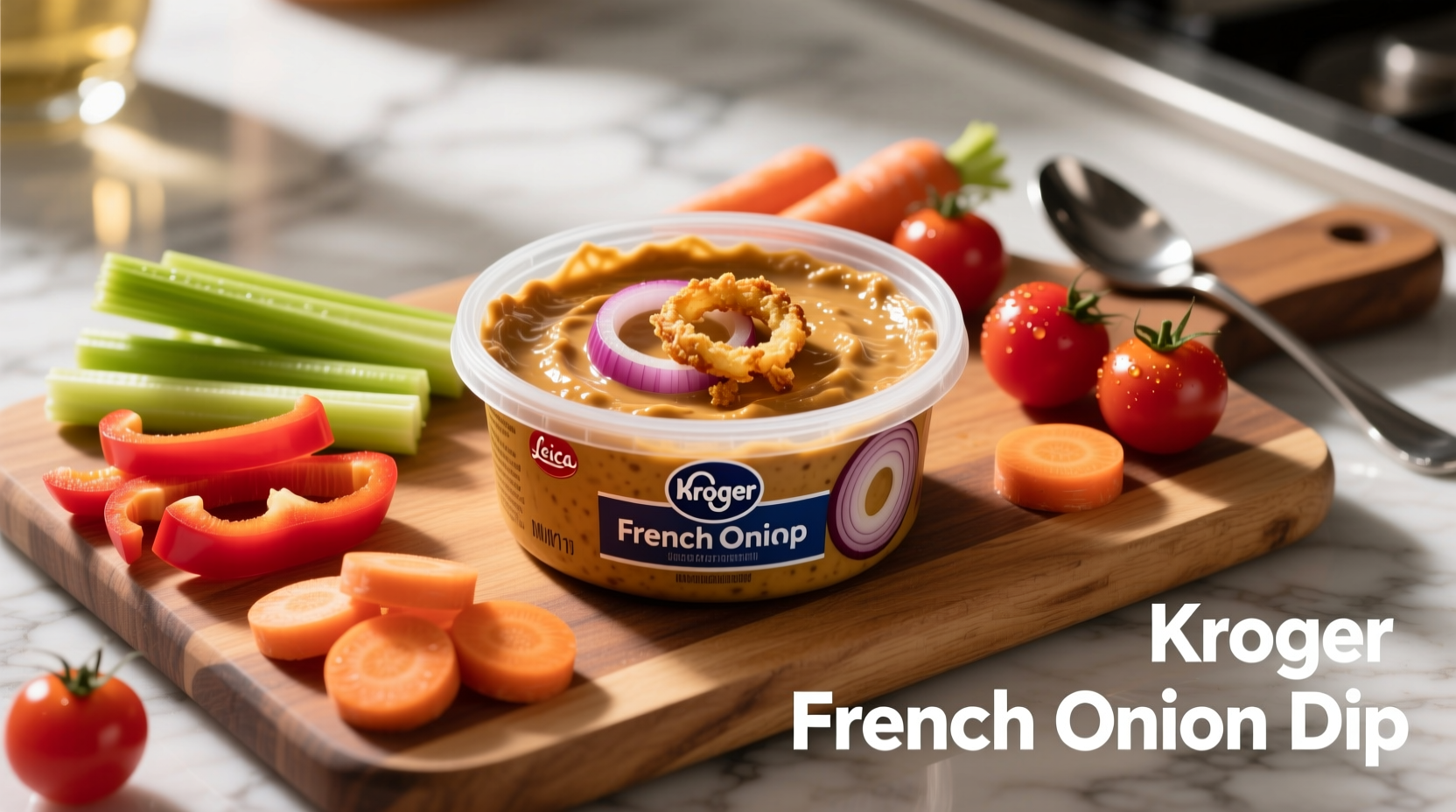 Kroger French Onion Dip with fresh vegetable dippers