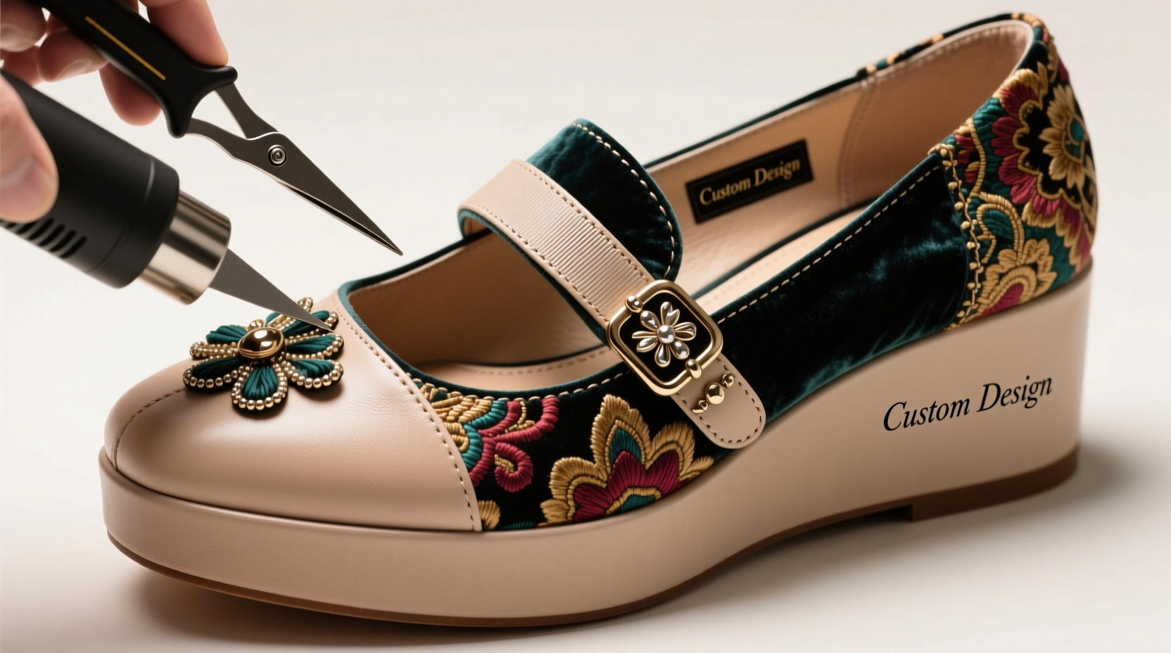 step by step guide to transform platform shoes with fabric covering for a custom look