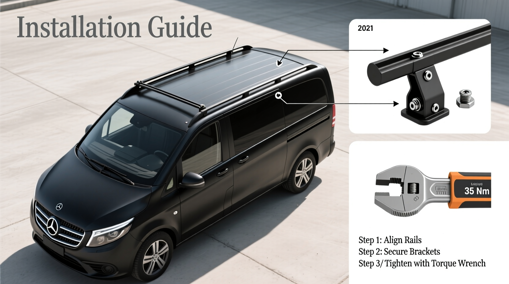 vito 2021 roof rack install