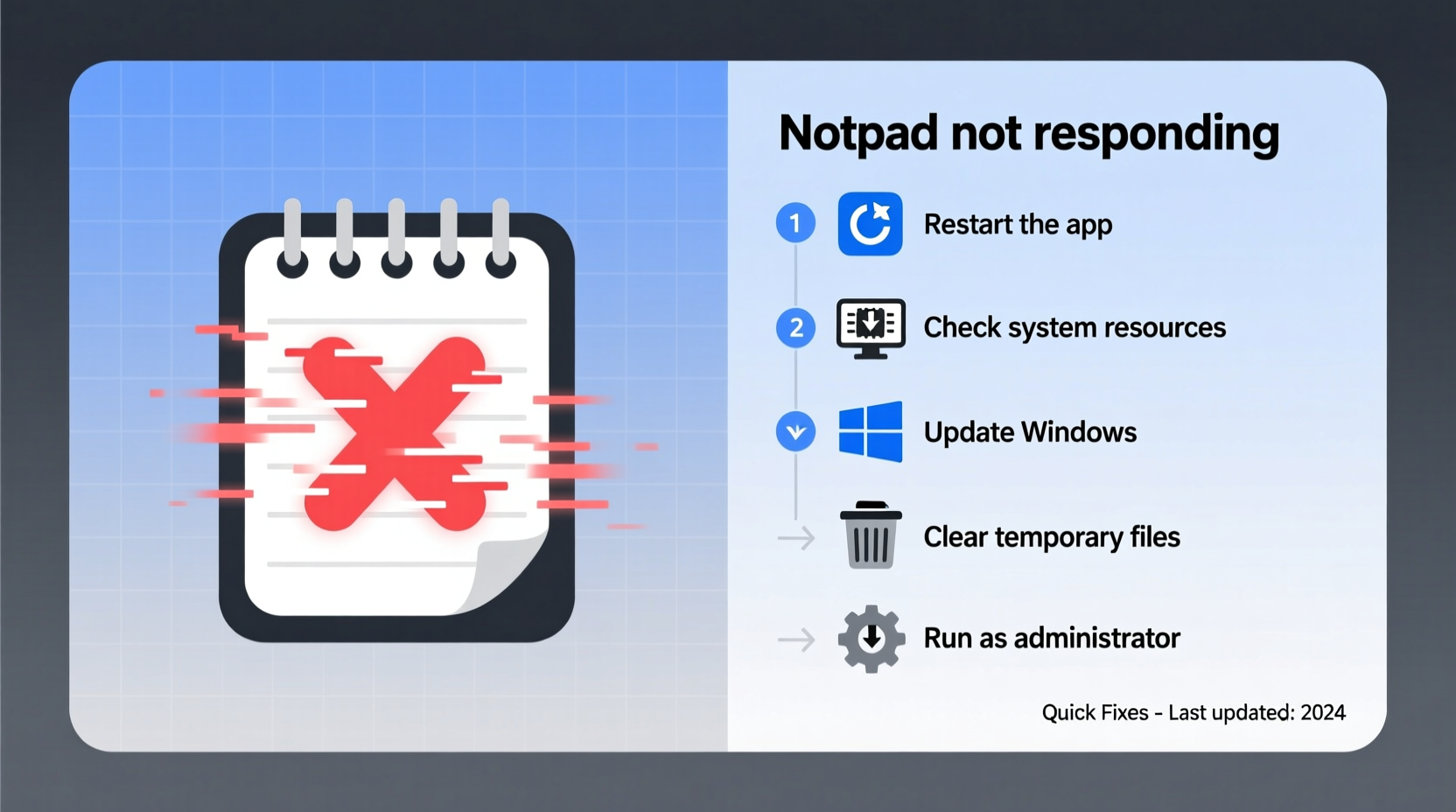 notepad not responding common causes quick fixes