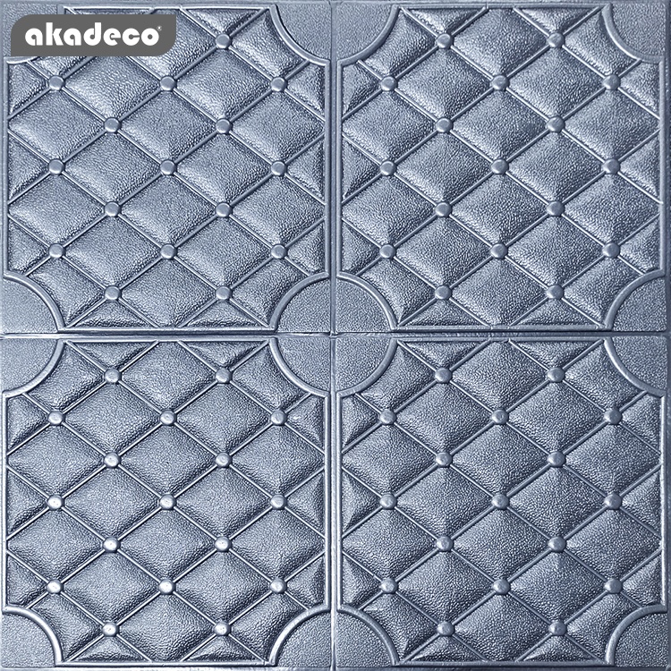 Akadeco Waterproof Interior Decoration 3d Wallpaper Wall Sticker Grey PE Foam Hot Selling Silver Vinyl Wallpapers Brick