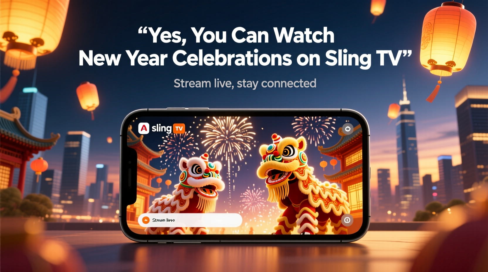 can you watch the new year celebration on sling tv
