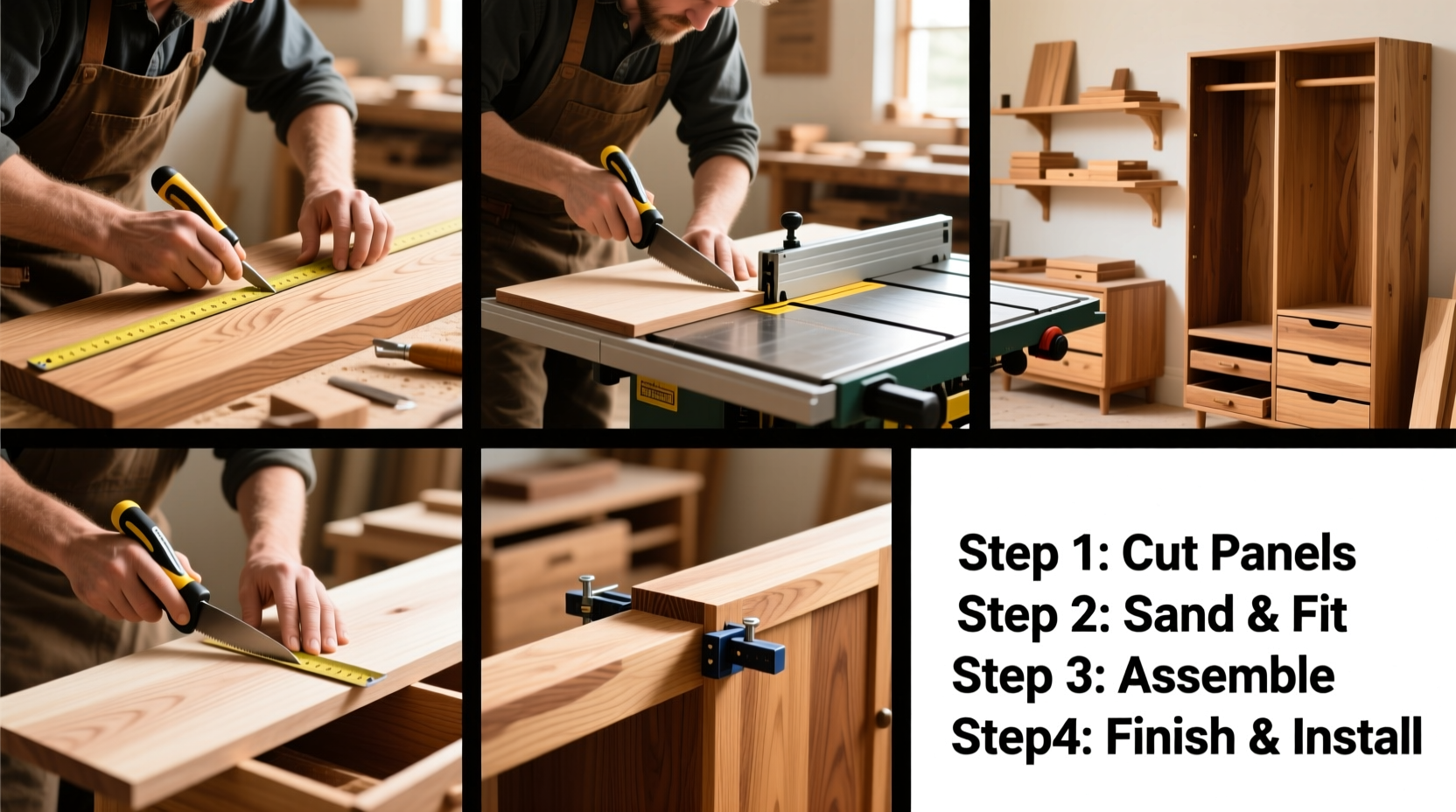 step by step guide to crafting custom wooden furniture for your clothes storage