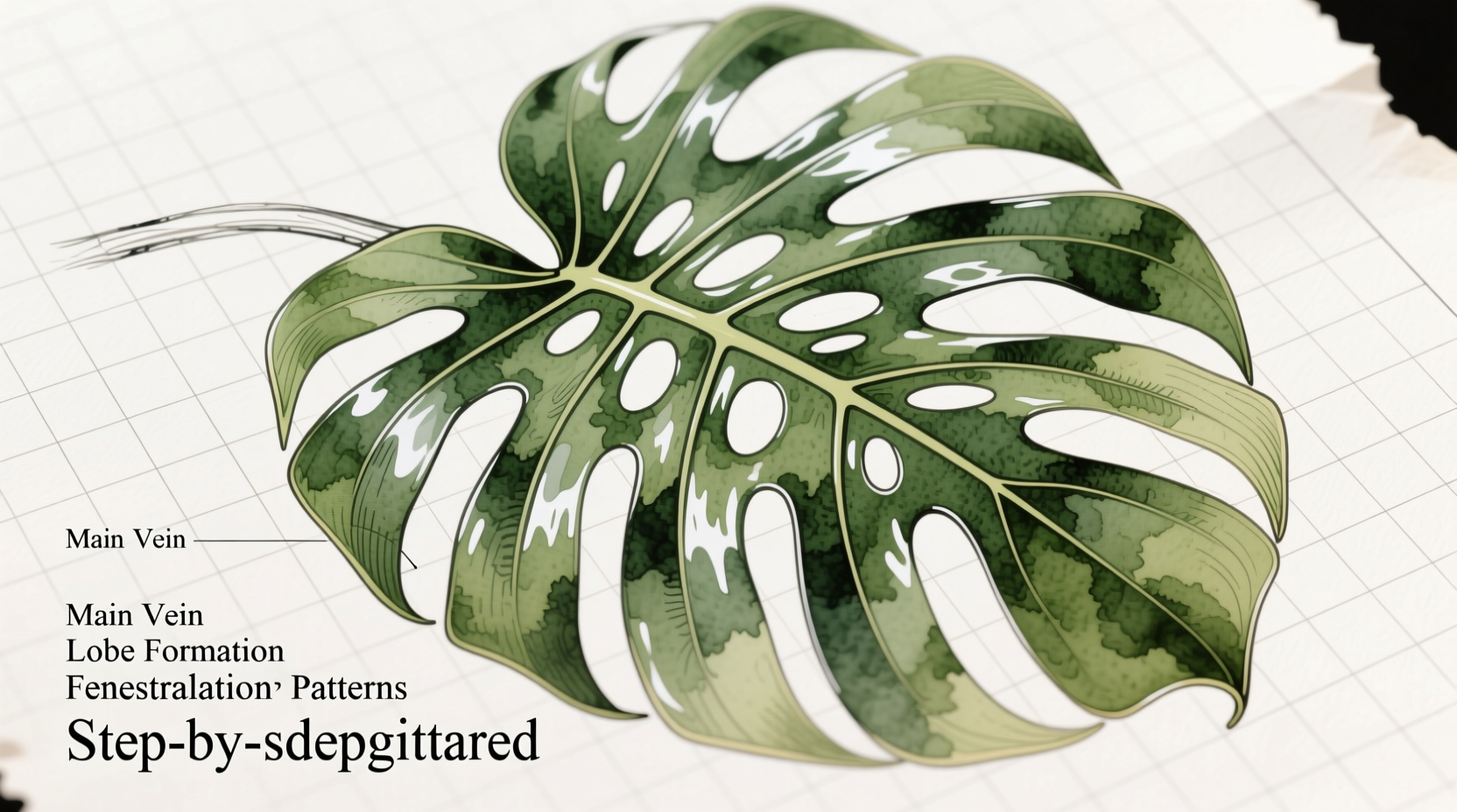 how to draw a monstera leaf