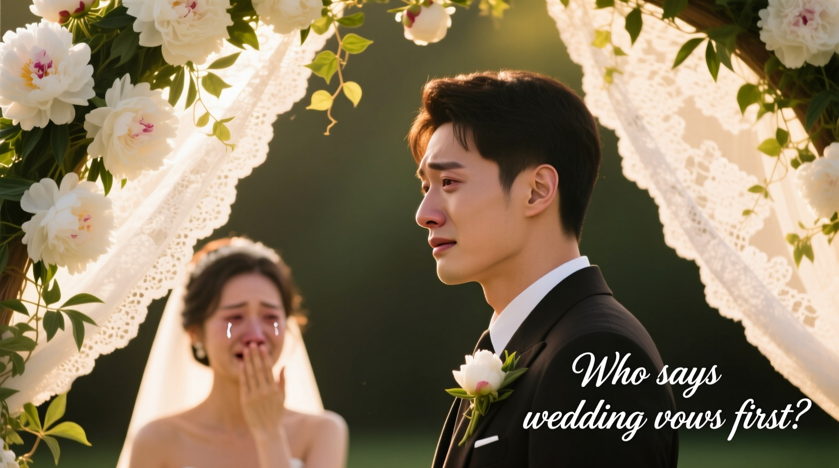 who says wedding vows first