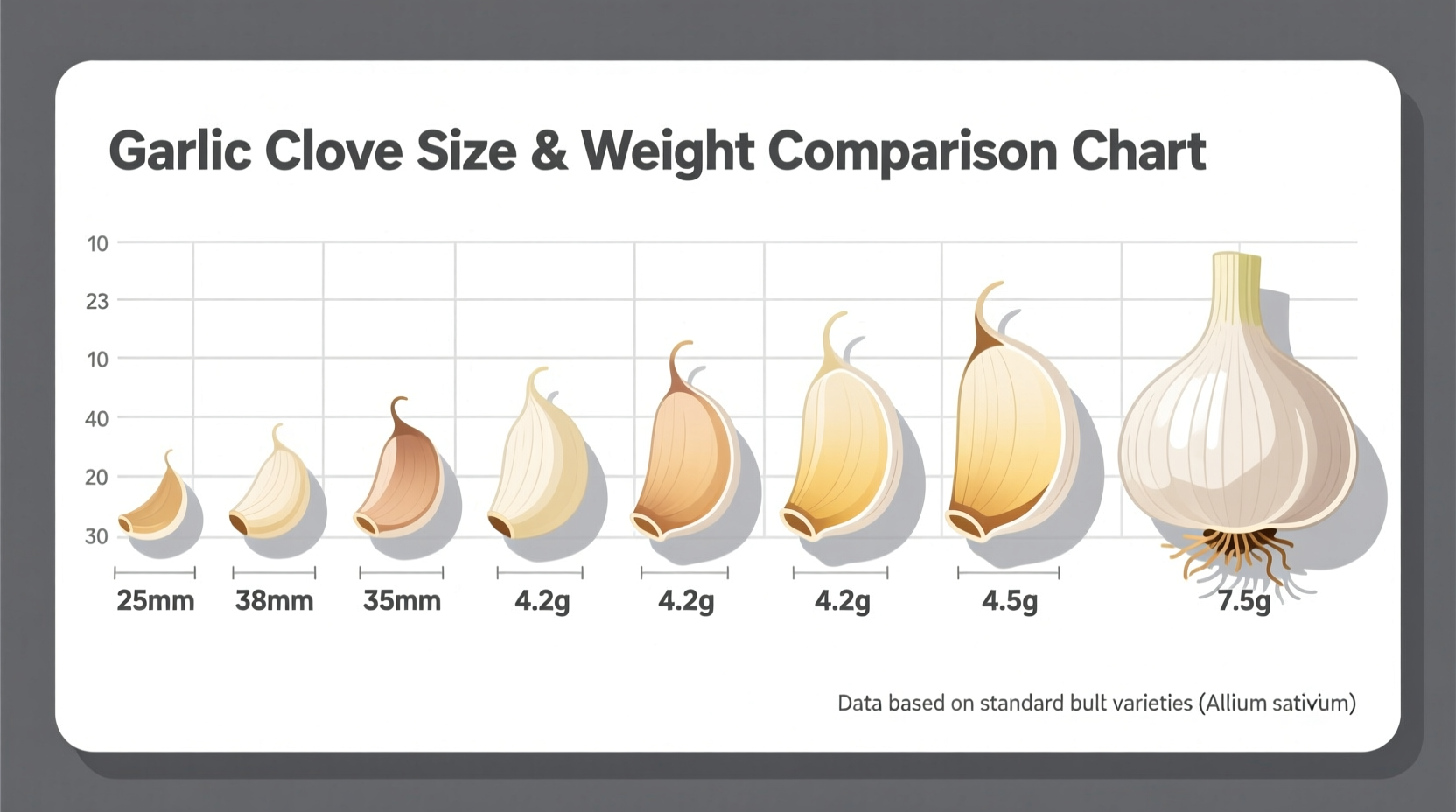 garlic clove measurement comparison chart