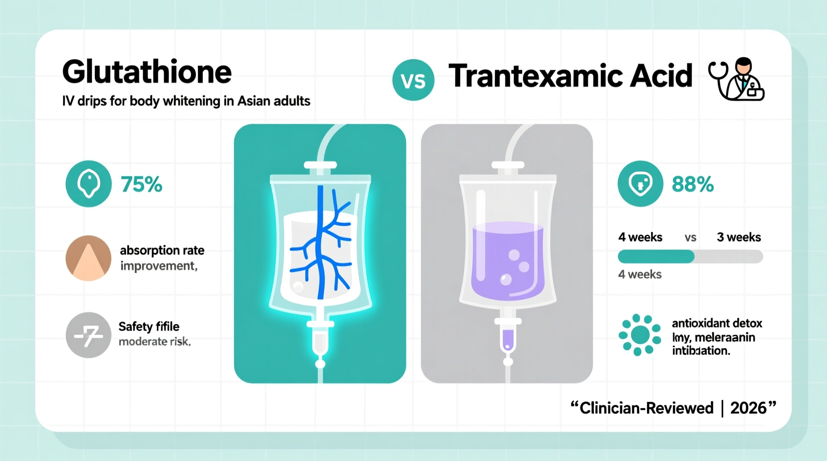 Glutathione vs. Tranexamic Acid IV Drips for Body Whitening: A  Clinician-Reviewed Comparison for Asian Adults (